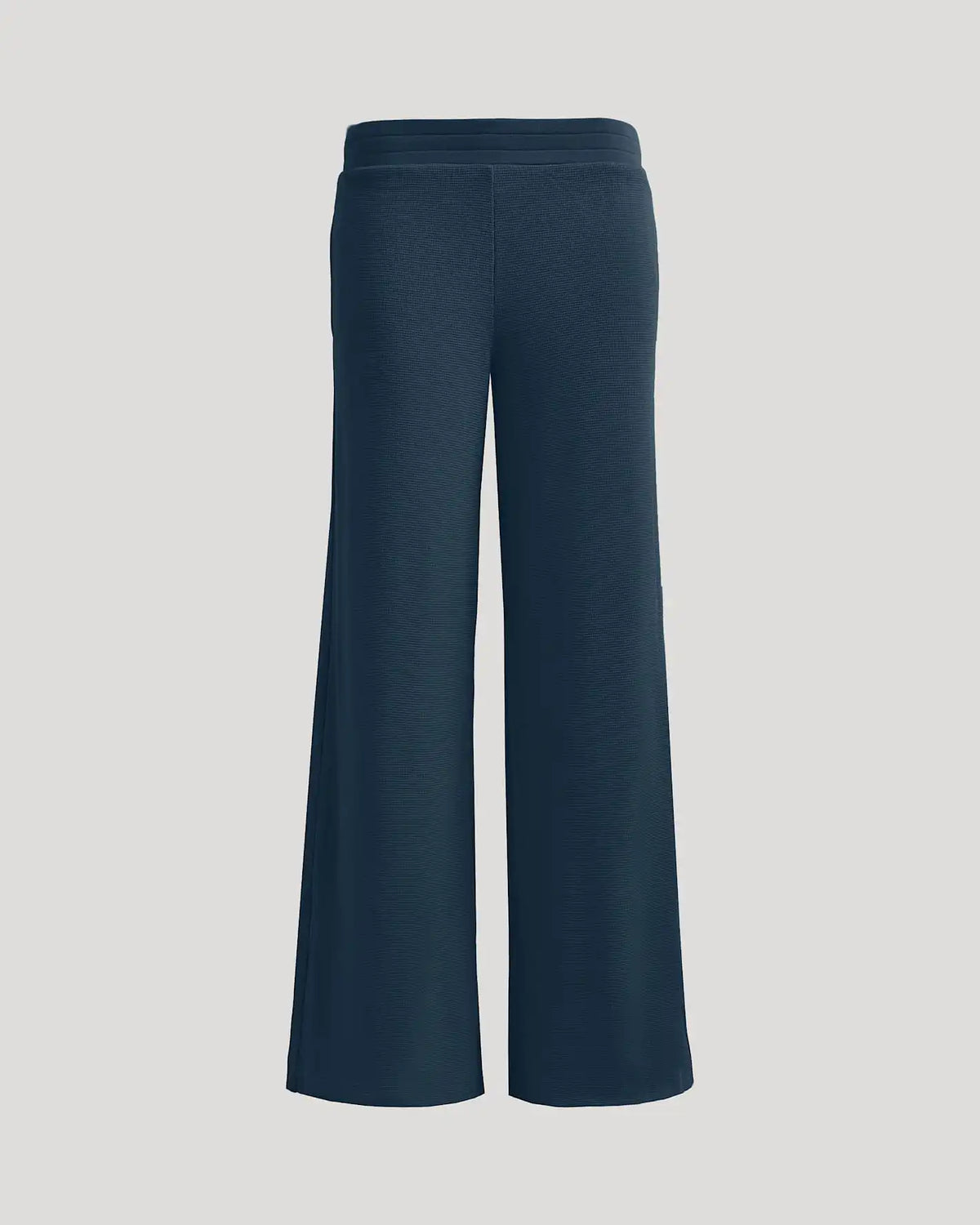Womens Navy Waffle Wide Leg Pants