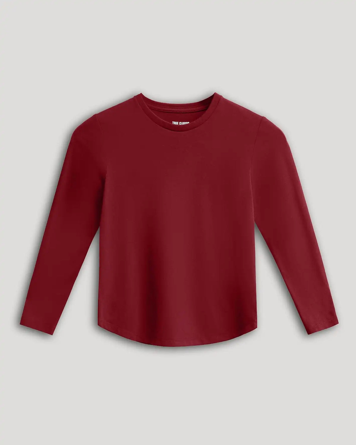 Boys' Dark Maroon Classic Long Sleeve Crew Neck