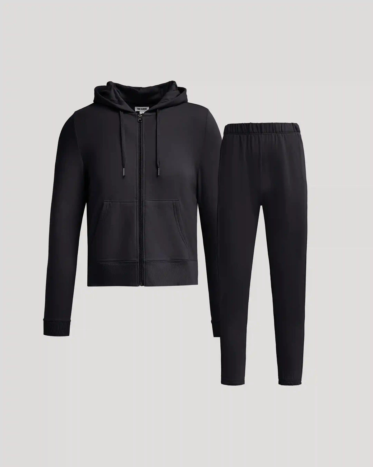 Womens Black Crop Zip Hoodie & Relaxed Jogger 2-Pack