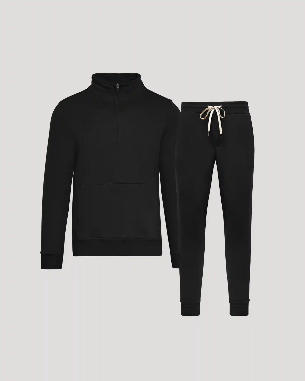 Black Quarter Zip Fleece Sweatshirt & Jogger 2-Pack