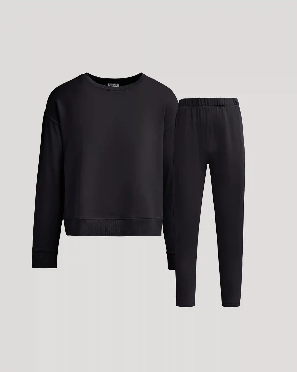 Womens Black Slouch Pullover Crew & Relaxed Jogger 2-Pack