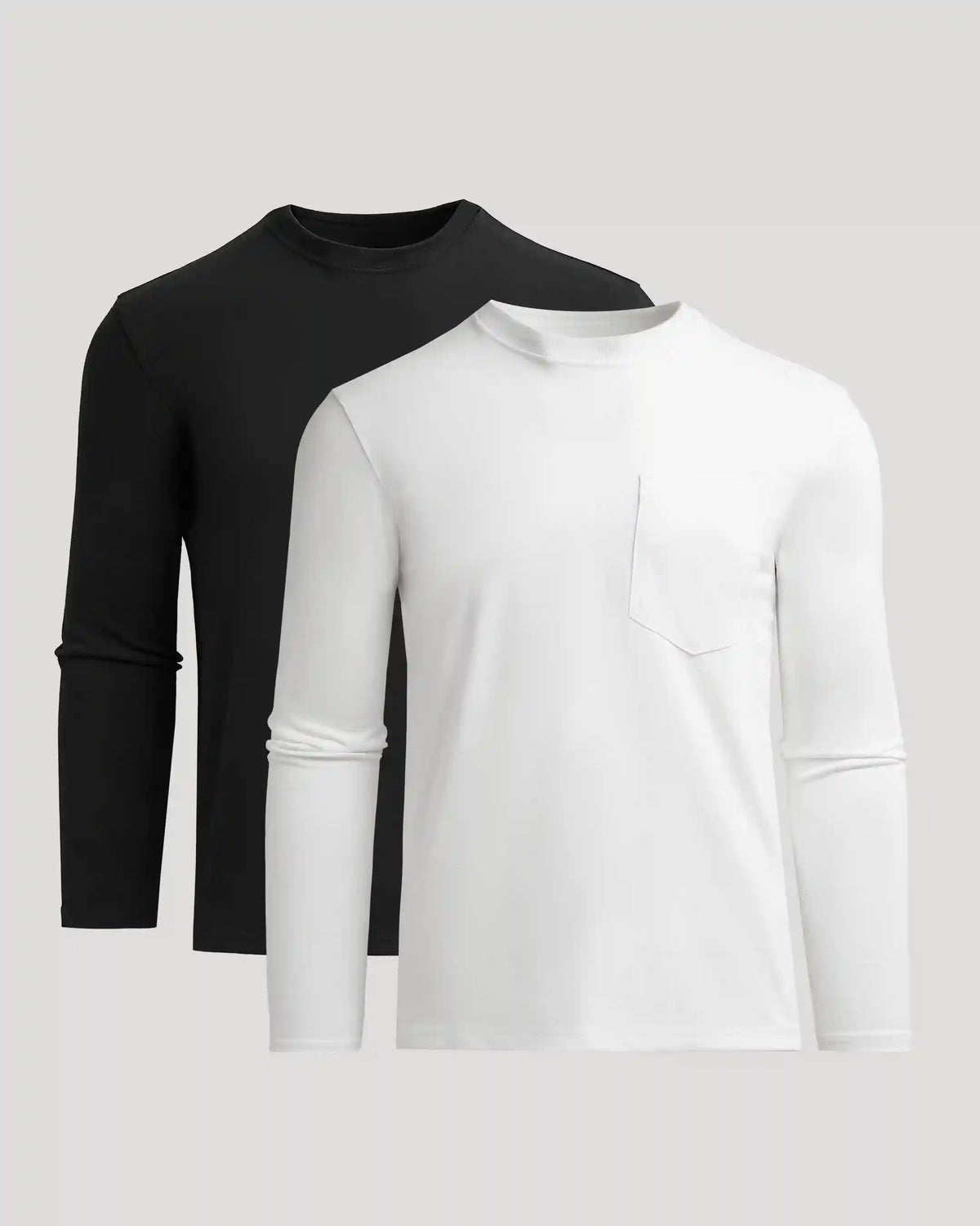Black & White Heavyweight Long Sleeve Pocket Crew 2-Pack