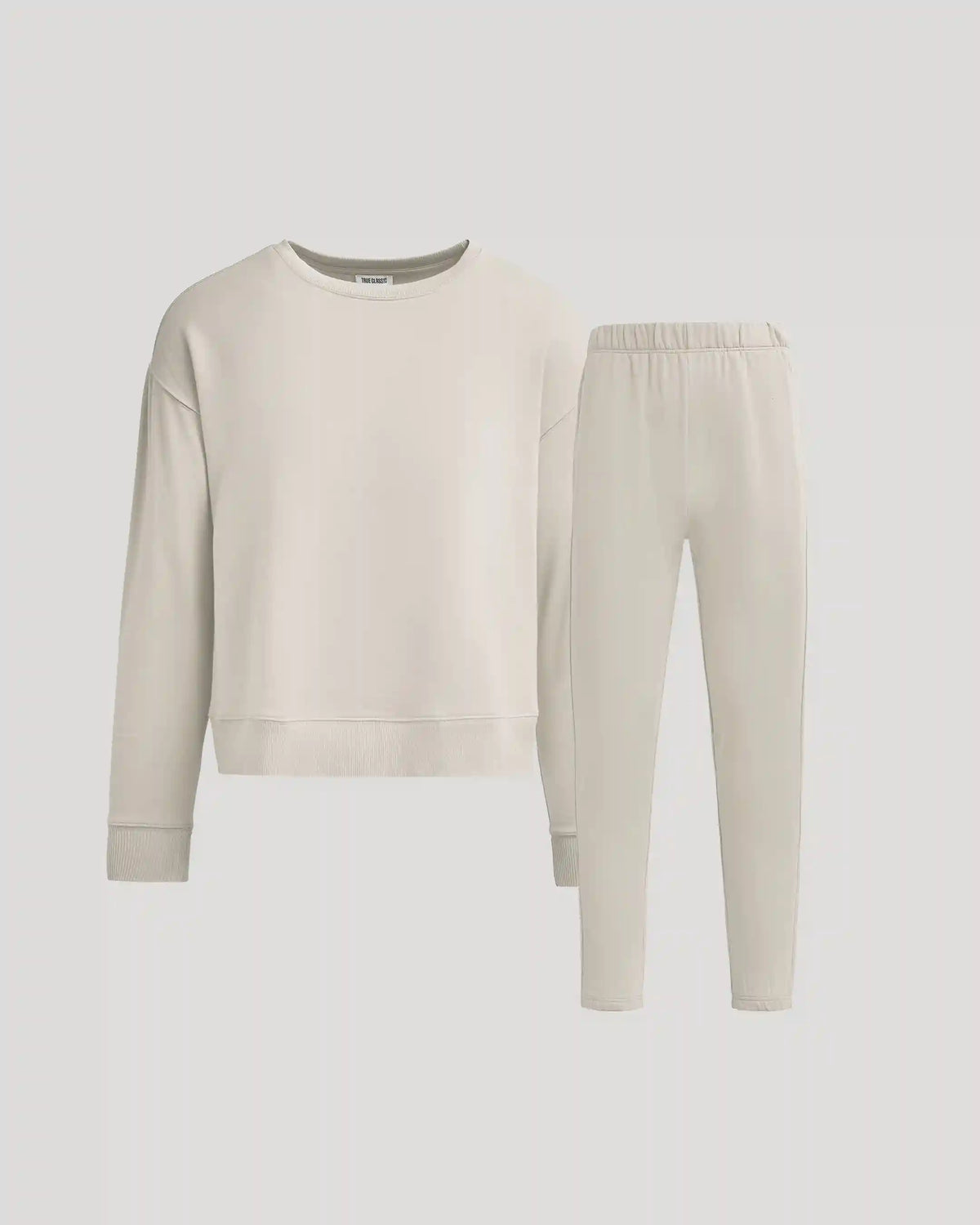 Womens Oatmeal Slouch Pullover Crew & Relaxed Jogger 2-Pack