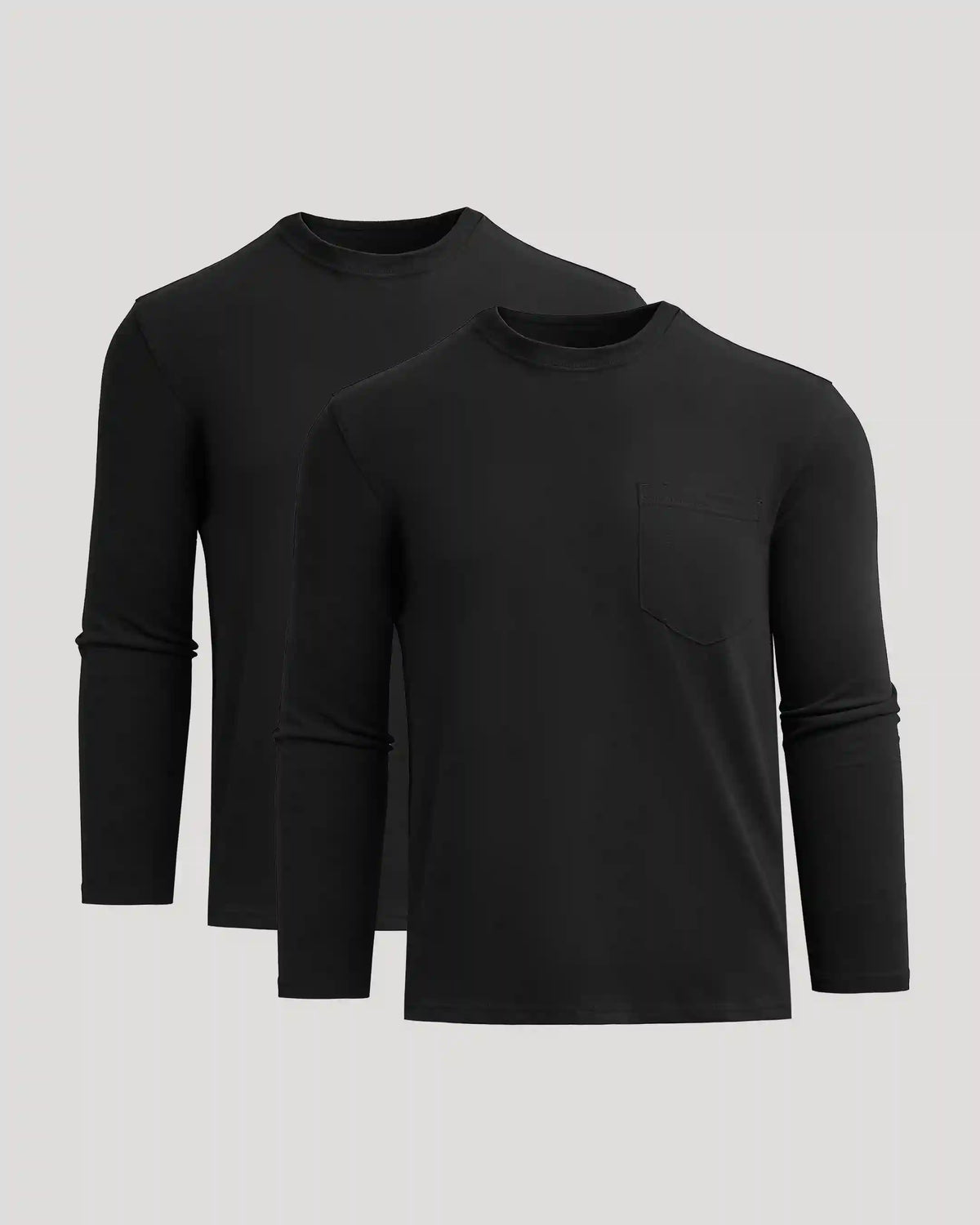 Black Heavyweight Long Sleeve Pocket Crew 2-PacK