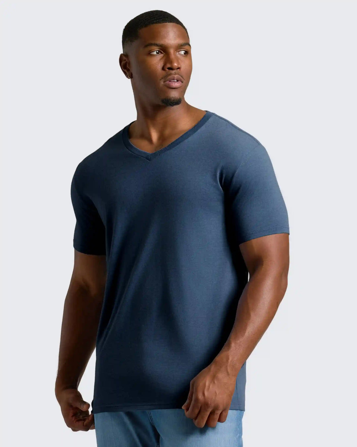 Heather Navy Tall Short Sleeve Classic V-Neck