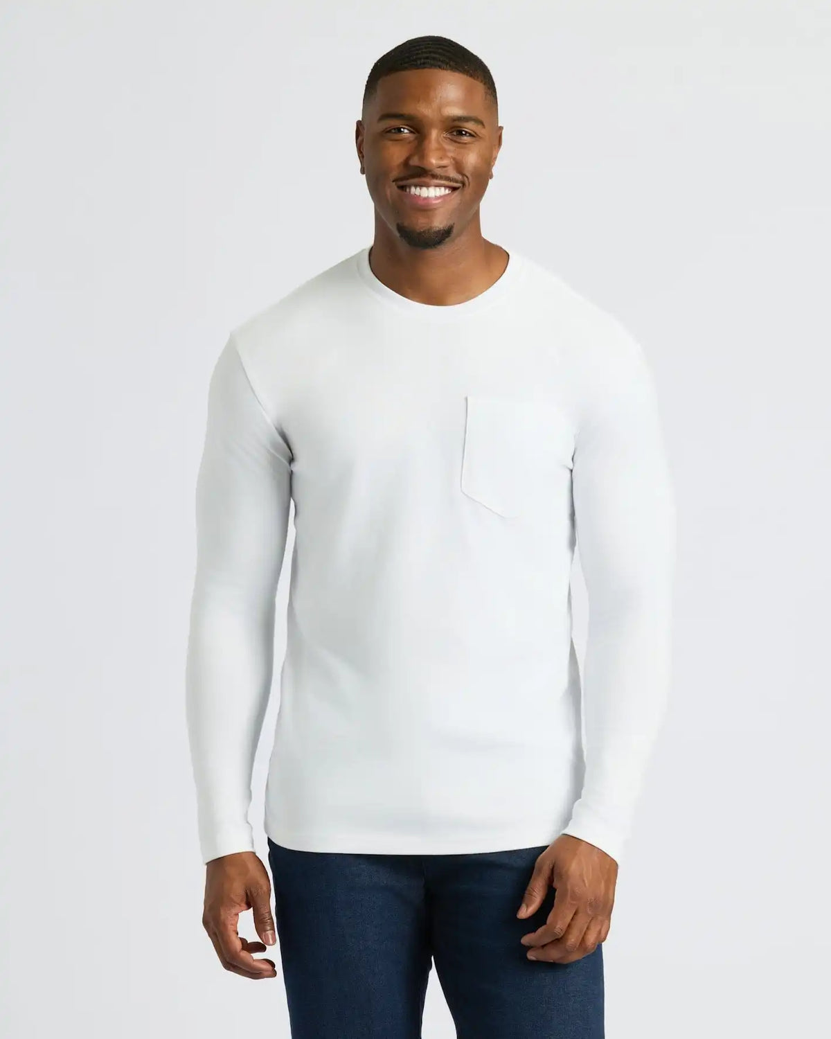 White Tall Heavyweight Long Sleeve Pocket Crew 2-Pack