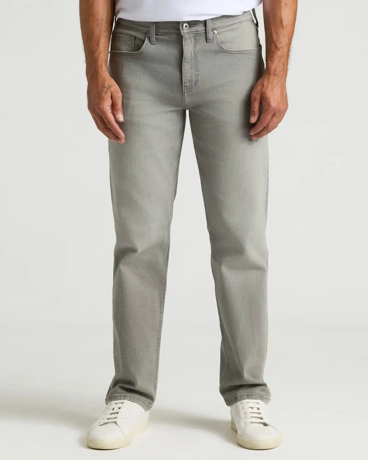 Medium Gray Wash Straight Authentic Denim Jeans