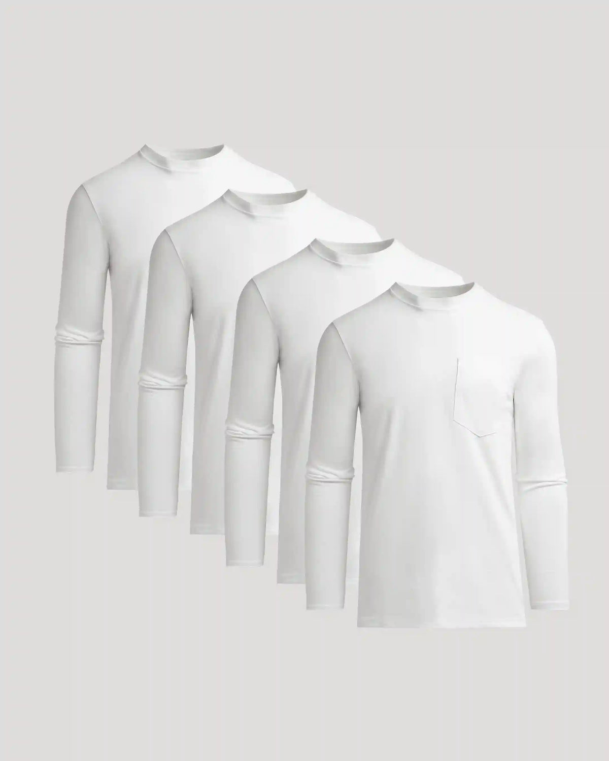 White Tall Heavyweight Long Sleeve Pocket Crew 4-Pack