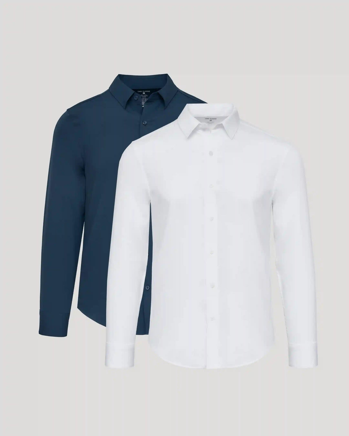 White & Navy Long Sleeve Performance Dress Shirt 2-Pack